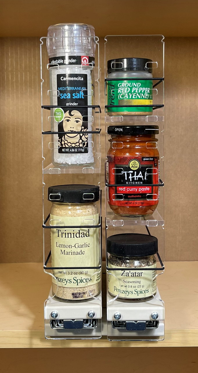 Adjust shelf heights on this Spice Rack
