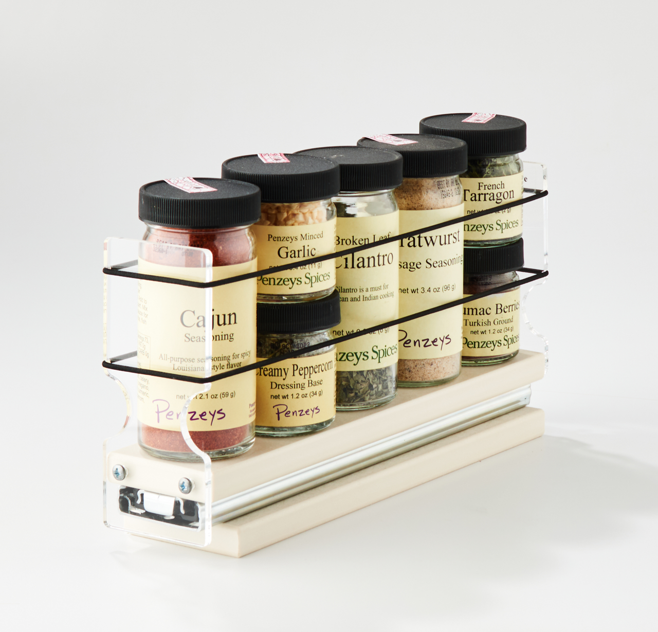2x1x11 Spice Rack Drawer Cream Holds 5 Spice Jars