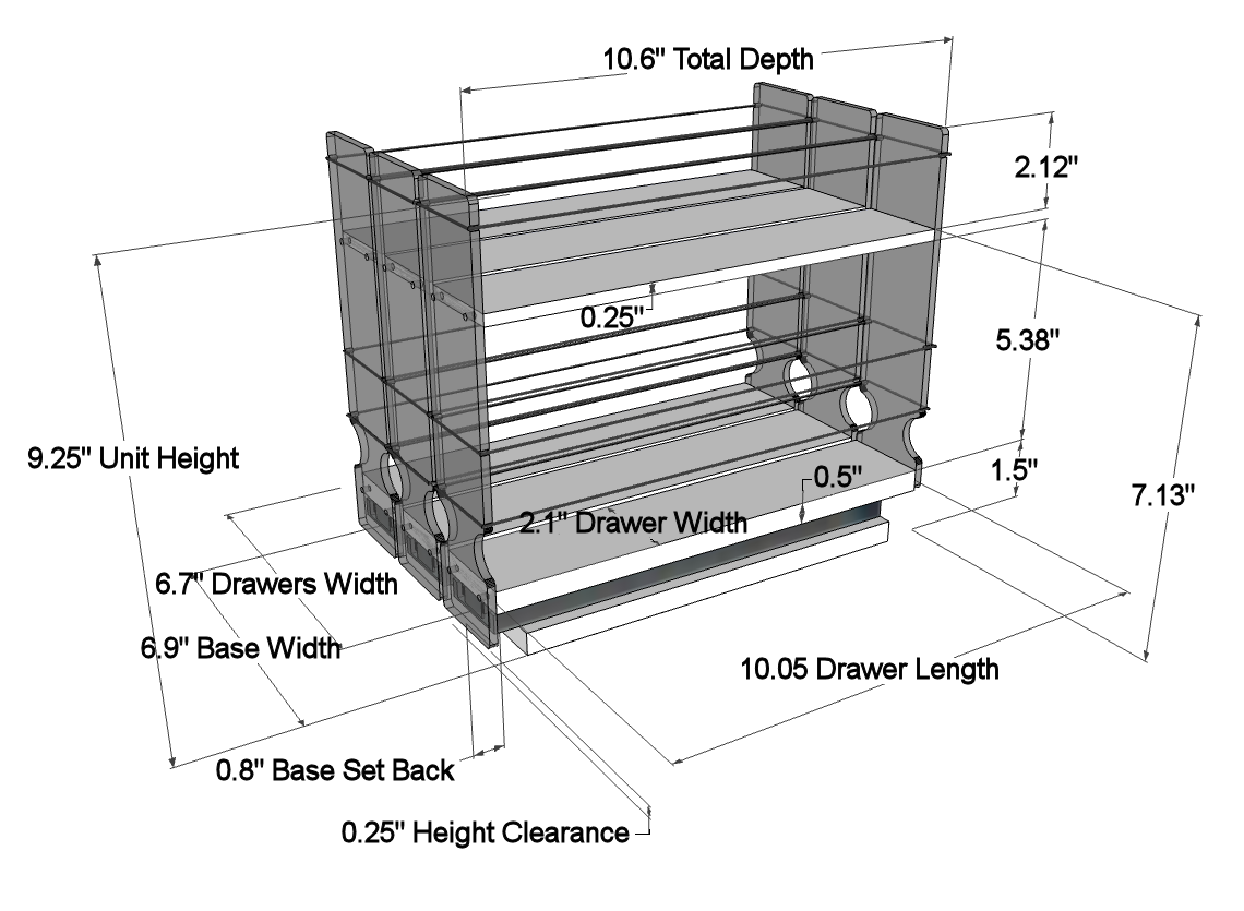 Spice Rack 222x1.5x11 Cream - Dimensioned