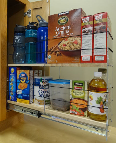 5x2x22 Storage Solution Drawer - Maple, Full Drawers, pulled out from cabinet
Unit: 5.75" wide x 16.52" tall x 22.1" depth
Drawers: (1) 2 sections each 5.55" wide x 10.7" long