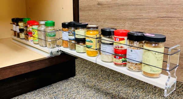 22x1x18 Spice Rack - Two independent drawers to organize 16 Spice Jars