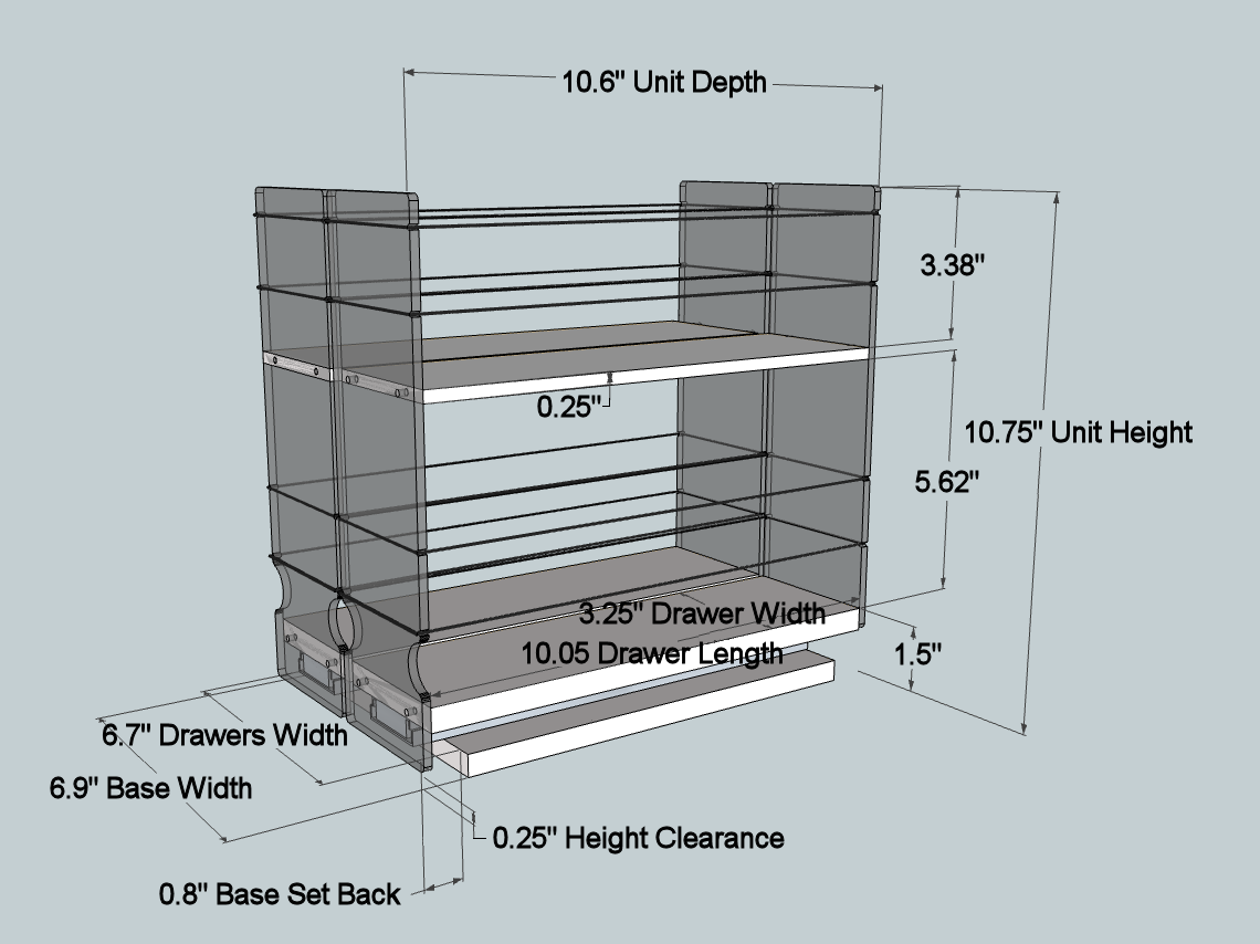 Spice Rack 33x2x11, Cream - Dimensioned