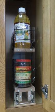 3x2x22 Spice Rack Drawer - Maple, In cabinet Loaded