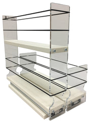 Spice Rack 23x2x11 Combo Drawers
Unit: 5.75" wide x 10.75" tall x 10.6" depth
Drawers: (1) 2.1" wide x 10.05" long and (1) 3.25" wide x 10.05" long