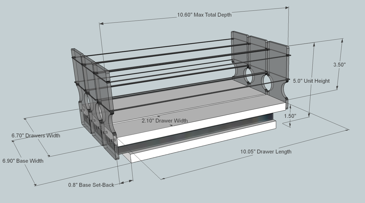 Spice Rack 222x1x11, Cream - Dimensioned