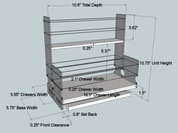 Spice Rack 23x2x11 Combo Drawers - Dimensioned