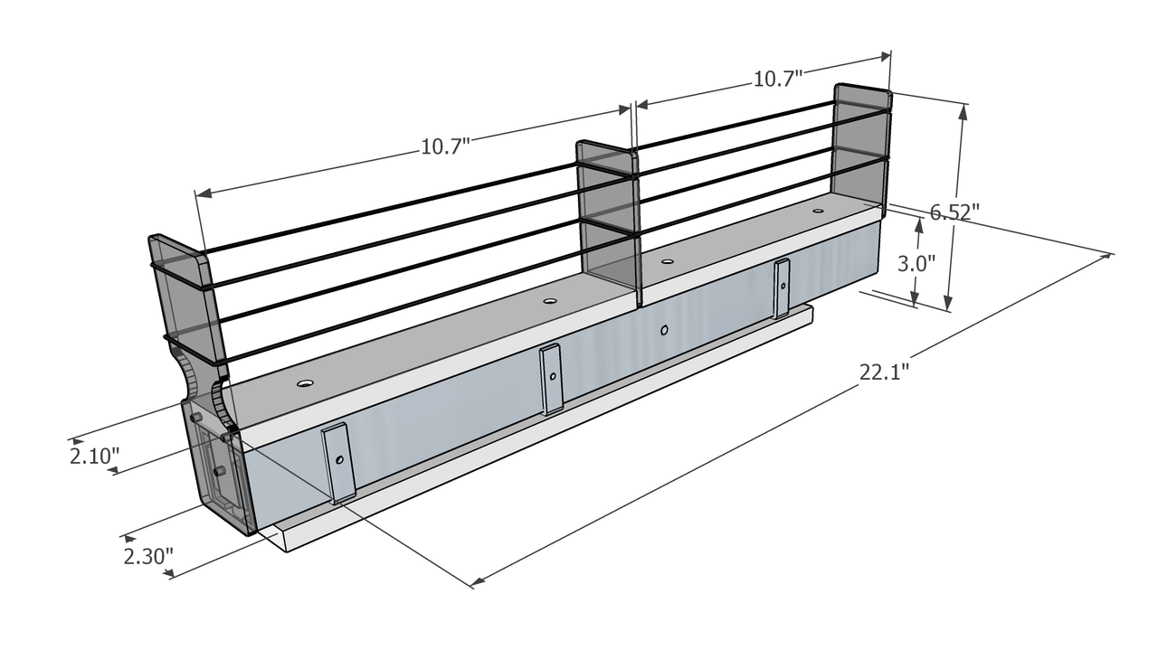 2x1x22 Spice Rack Drawer - Dimensioned