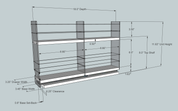 Spice Rack 3 x 2 x 18, Cream - Dimensioned