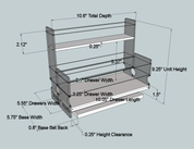 23x1.5x11 Spice Rack Combo Drawers - Dimensioned