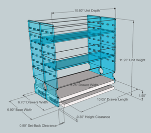 Two Drawers with Adjustable Upper Tiers