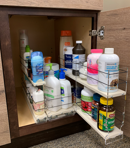 Spice Rack 3x2x18 Drawer Out, 5x1x18, 2x2x18, Cream - Drawer Pulled Out
