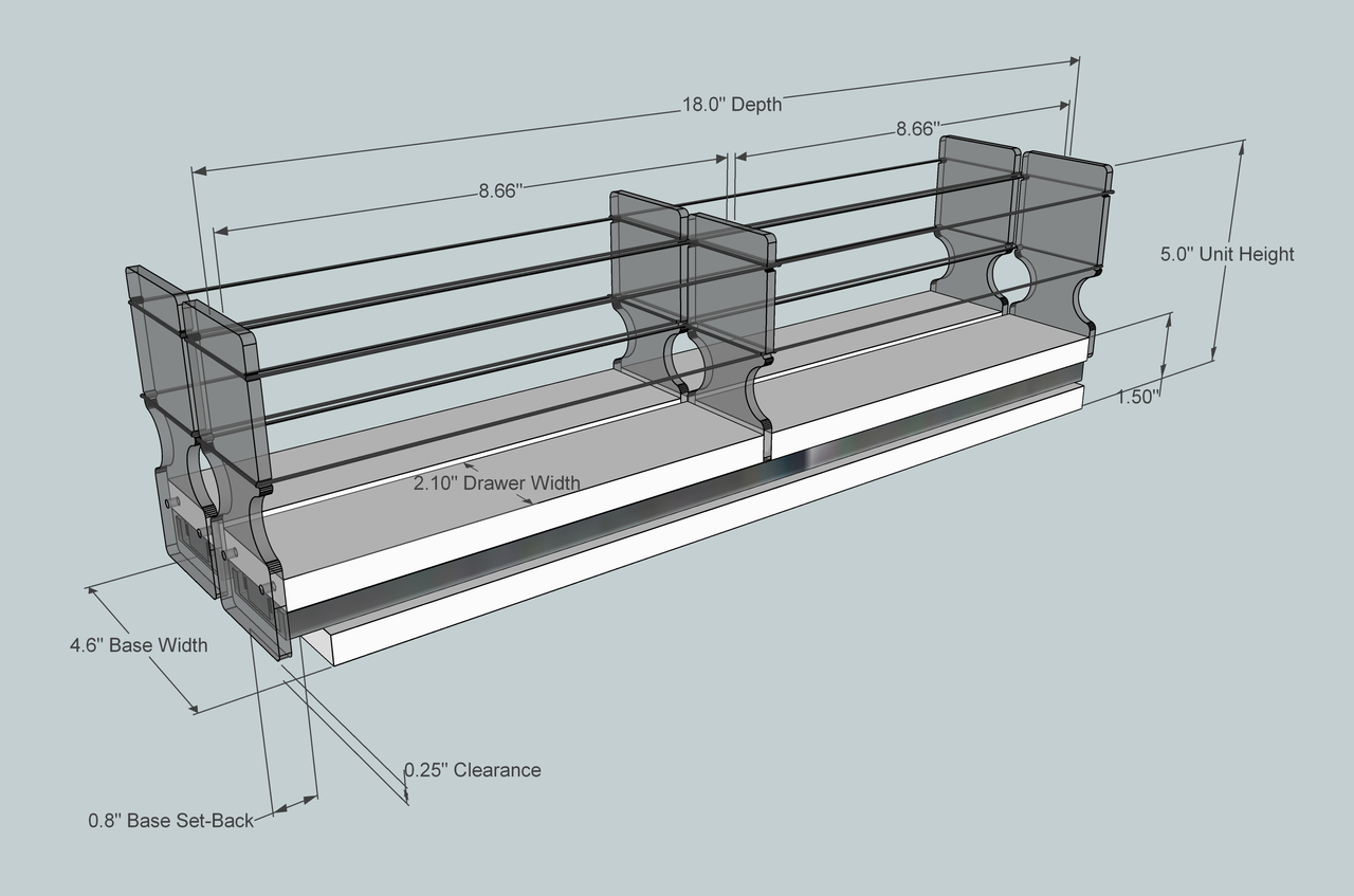 22x1x18 Spice Rack - Dimensioned