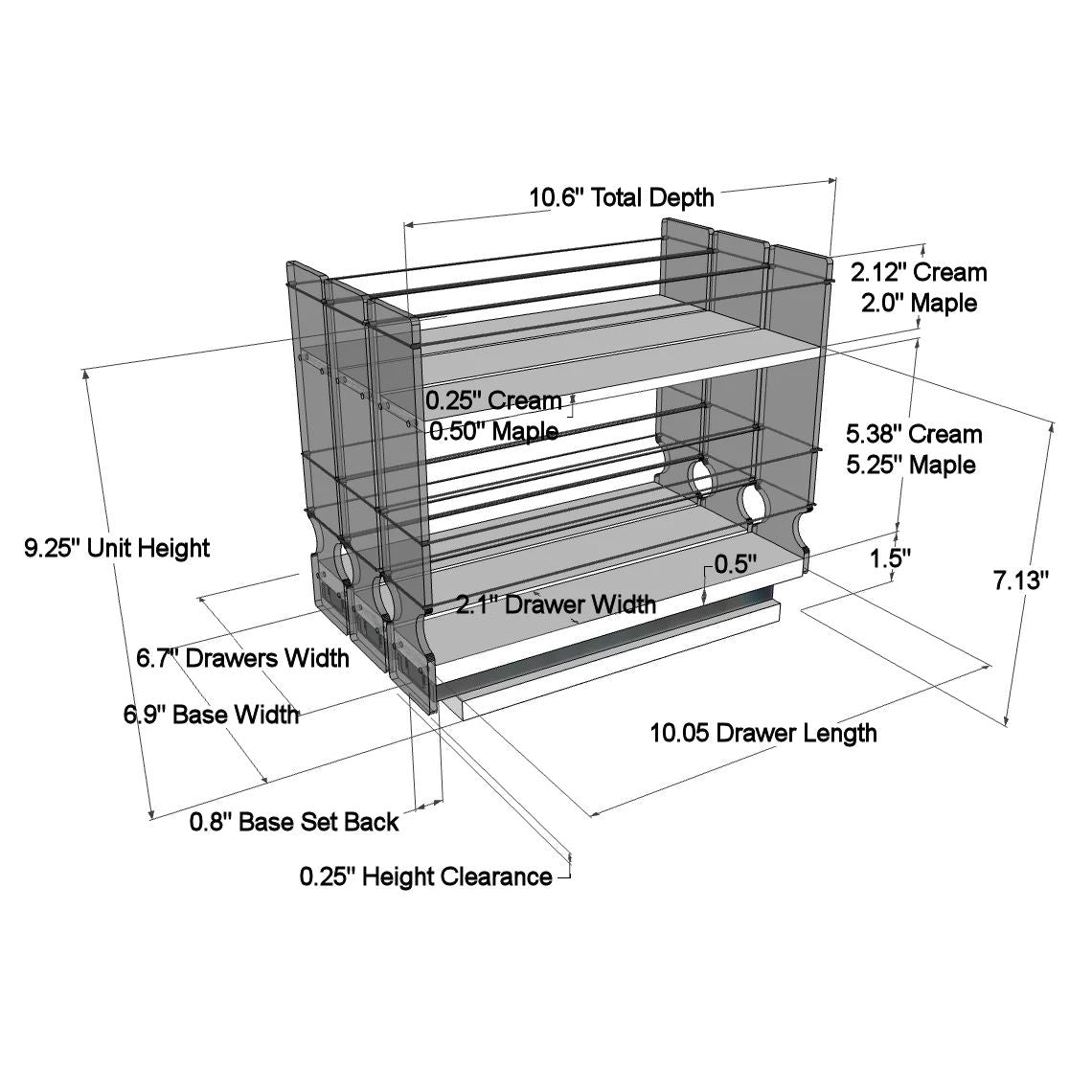 222x1.5x11 Spice Rack Drawer