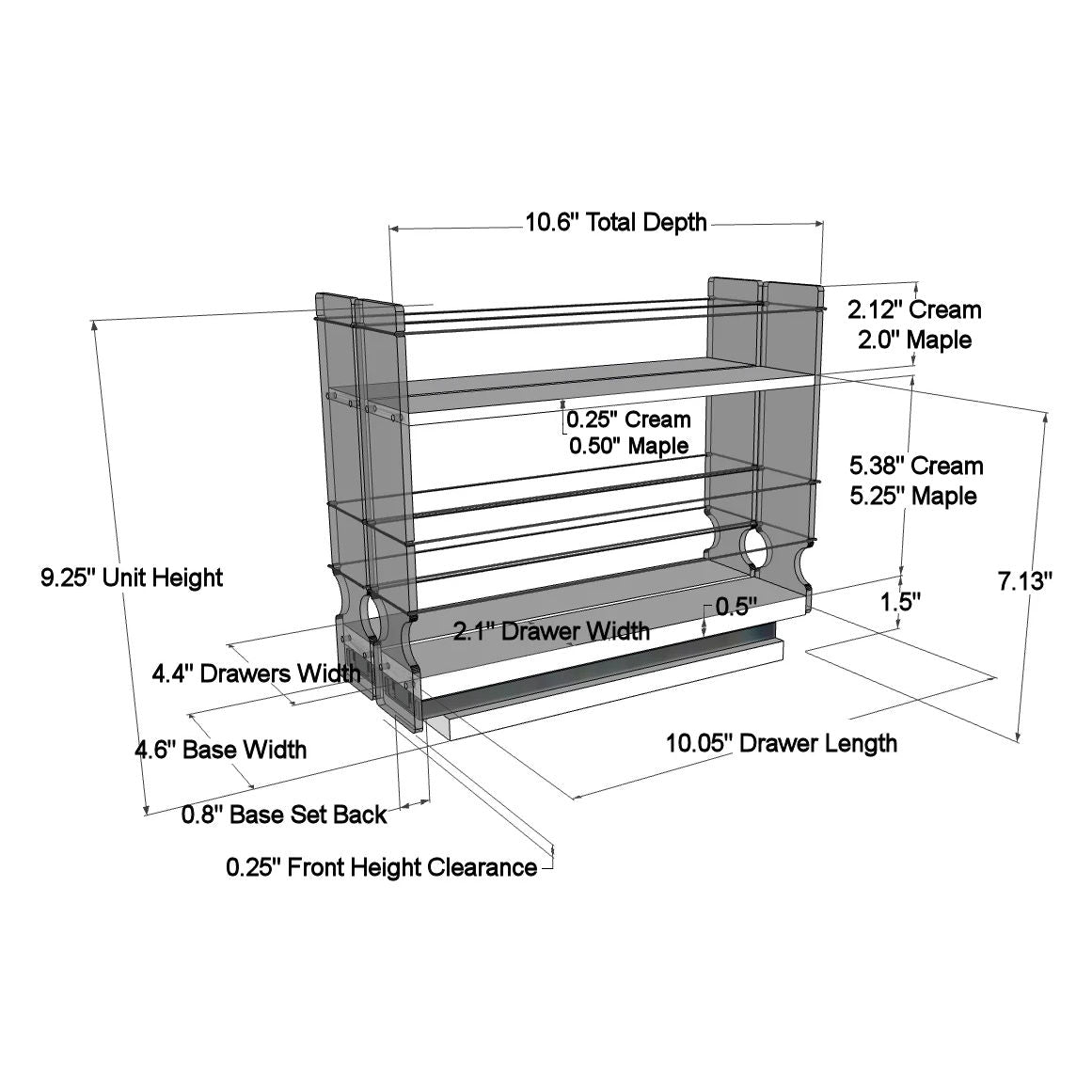 22x1.5x11 Spice Rack Drawer