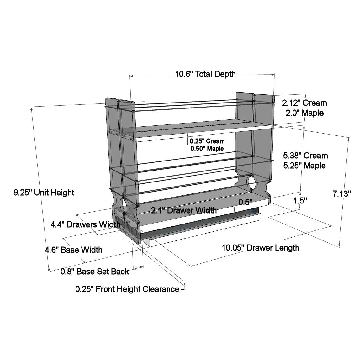 2x1.5x11 Spice Rack Drawer