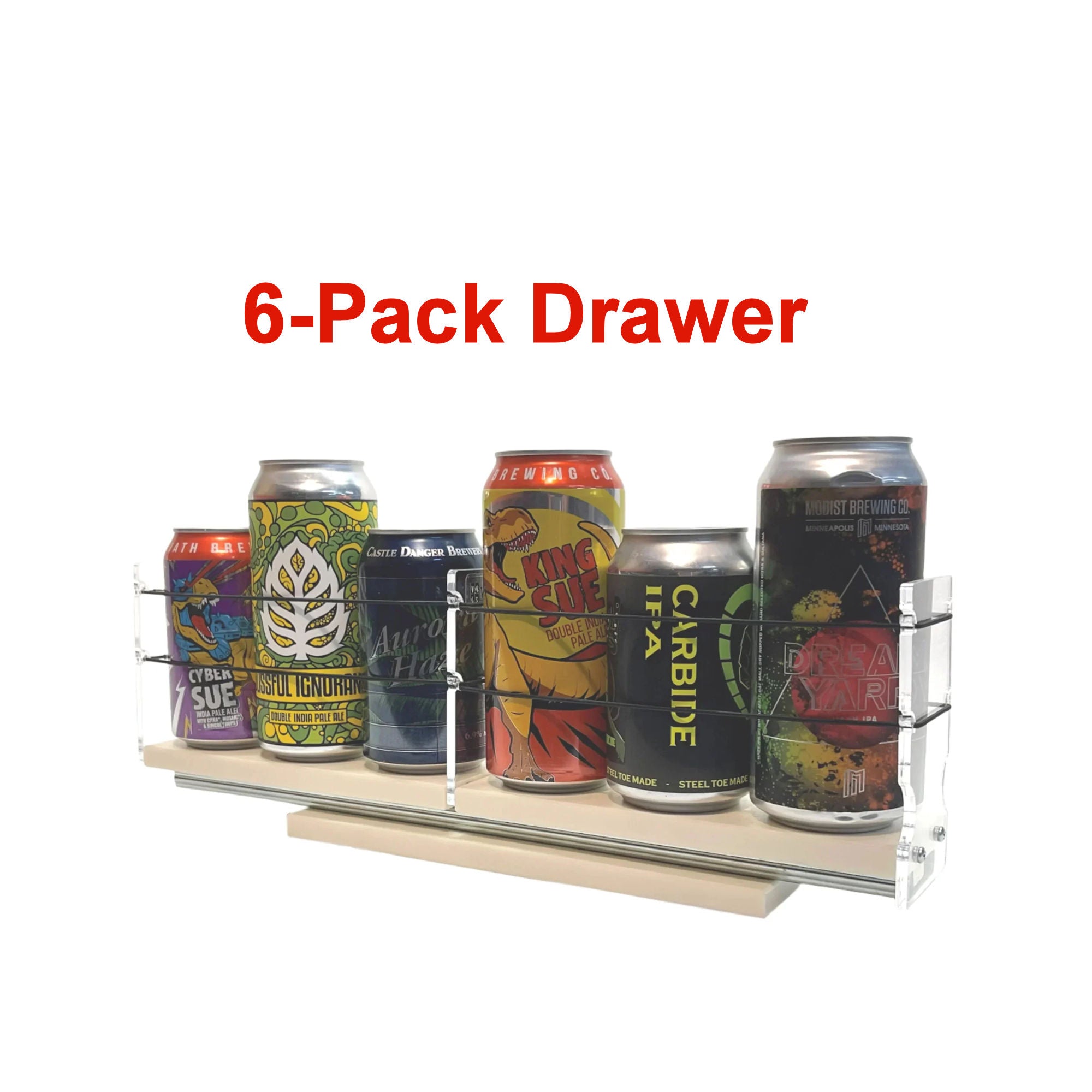 Can and Bottle Organizer for the Refrigerator - Capacity of 6 cans or bottles