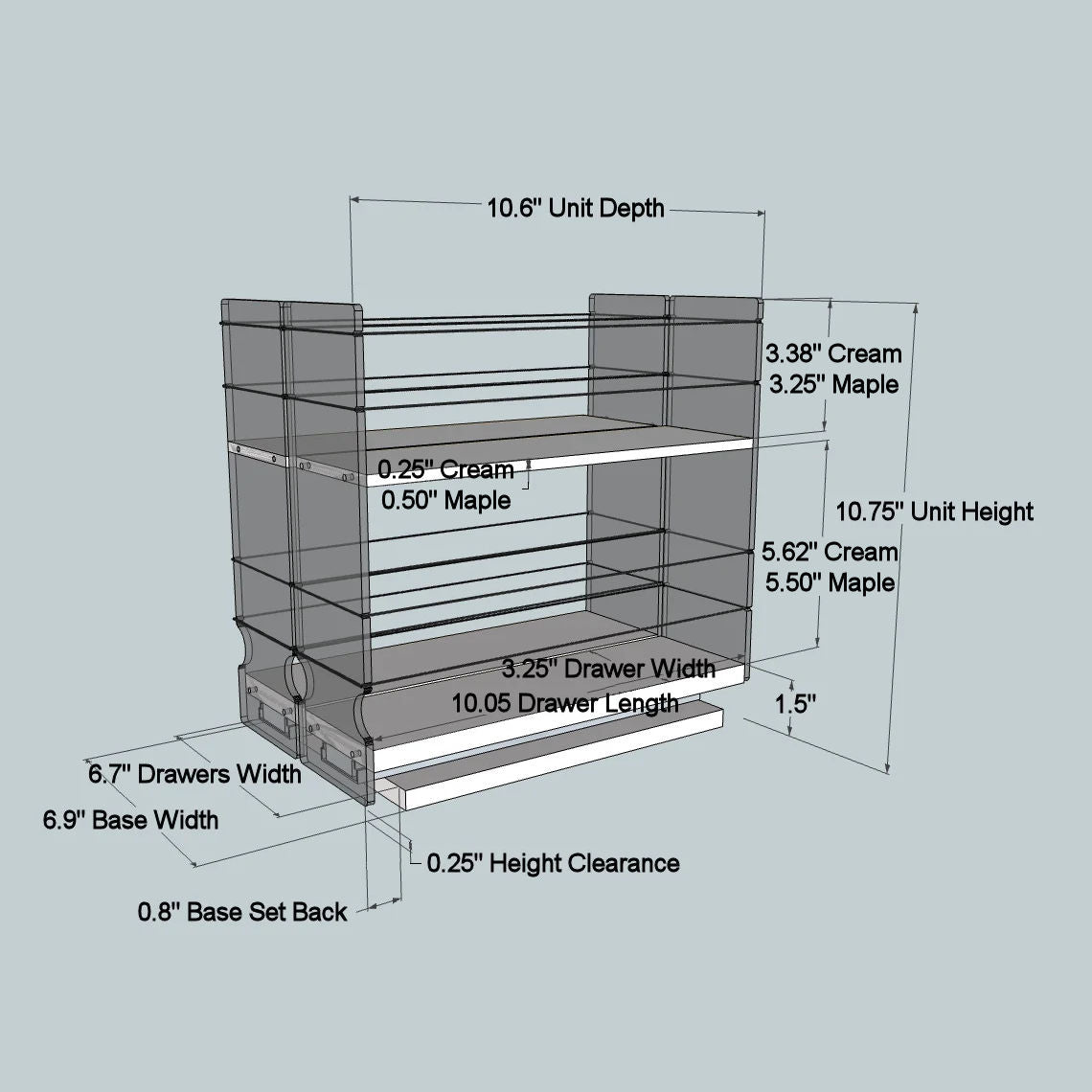 33x2x11 Spice Rack Drawer
