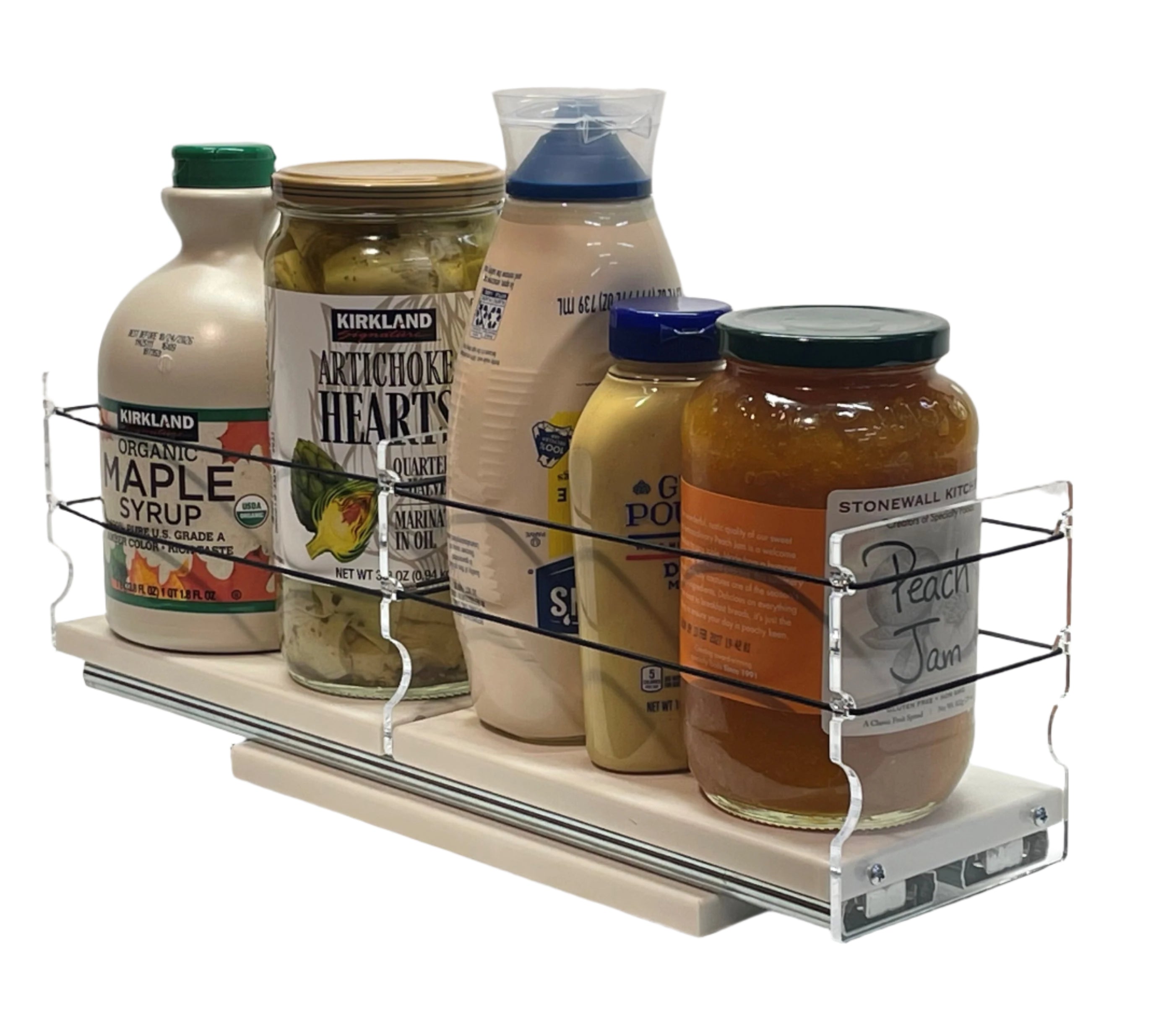 Fridge storage drawer to organize condiments and large containers