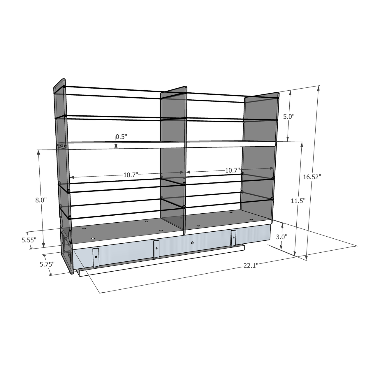 5x2x22 Storage Solution Drawer - Cream