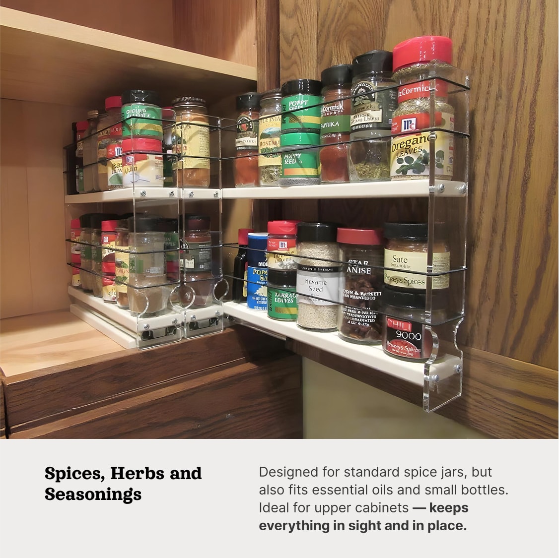 Sliding Spice Narrow Spice Cabinet Organizer ROOMTEC 3-Tier Pull