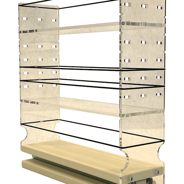 Upper tiers all easily adjusted for flexible cabinet organization