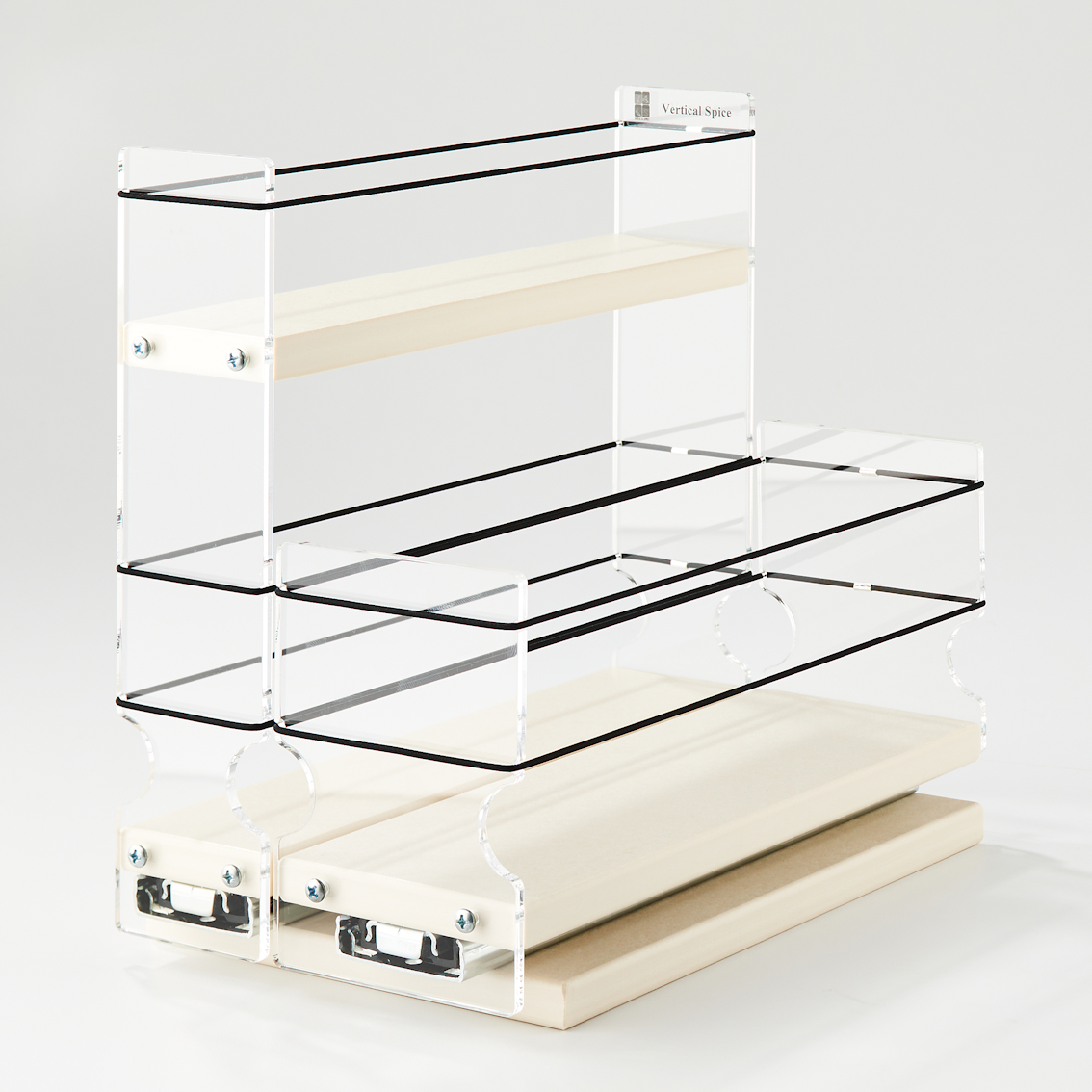 23x1.5x11 Spice Rack Combo Drawers Cream