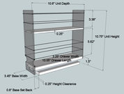 Spice Rack 3 x 2 x 11, Cream - Dimensioned