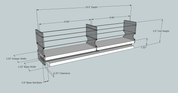 Spice Rack 3 x 1 x 18, Cream - Dimensioned