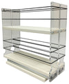 Spice Rack 22 x 2 x 11, Cream
Unit: 4.6" wide x 10.75" tall x 10.6" depth
Drawers: (2) 2.1" wide x 10.05" long