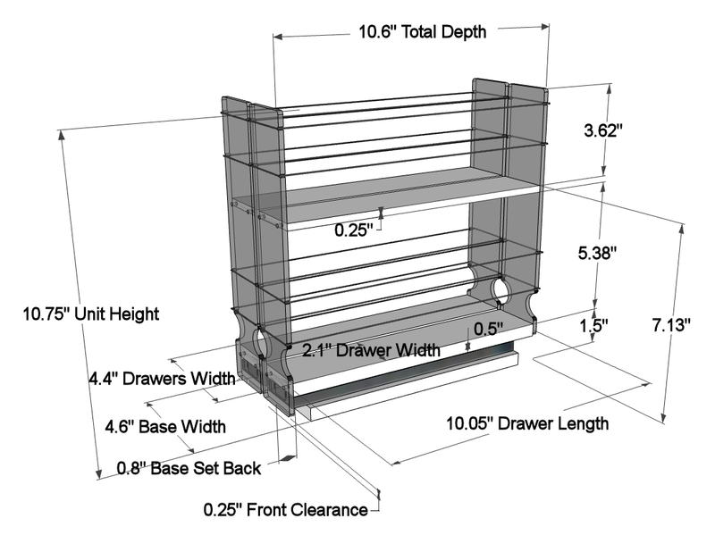 22x2x11 Spice Rack - Dimensioned