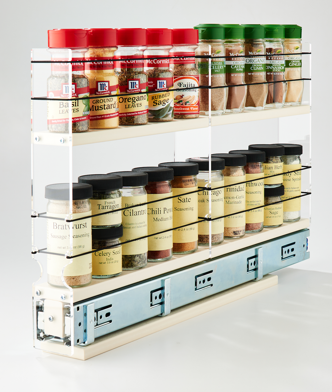 2x2x22 Spice Rack Drawer - Cream - Compact Storage of Spice Jars