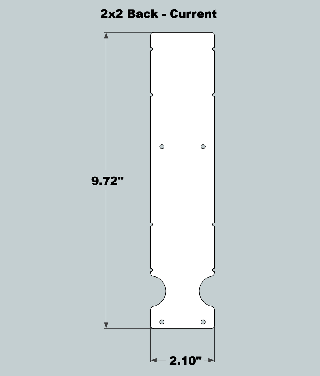 2x2x11 Replacement Back - Dimensions