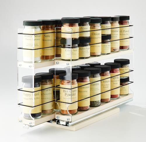 22x2x14 Spice Rack Drawer - Cream - 2 Individual Drawers on Steel Ball-Bearing Slides