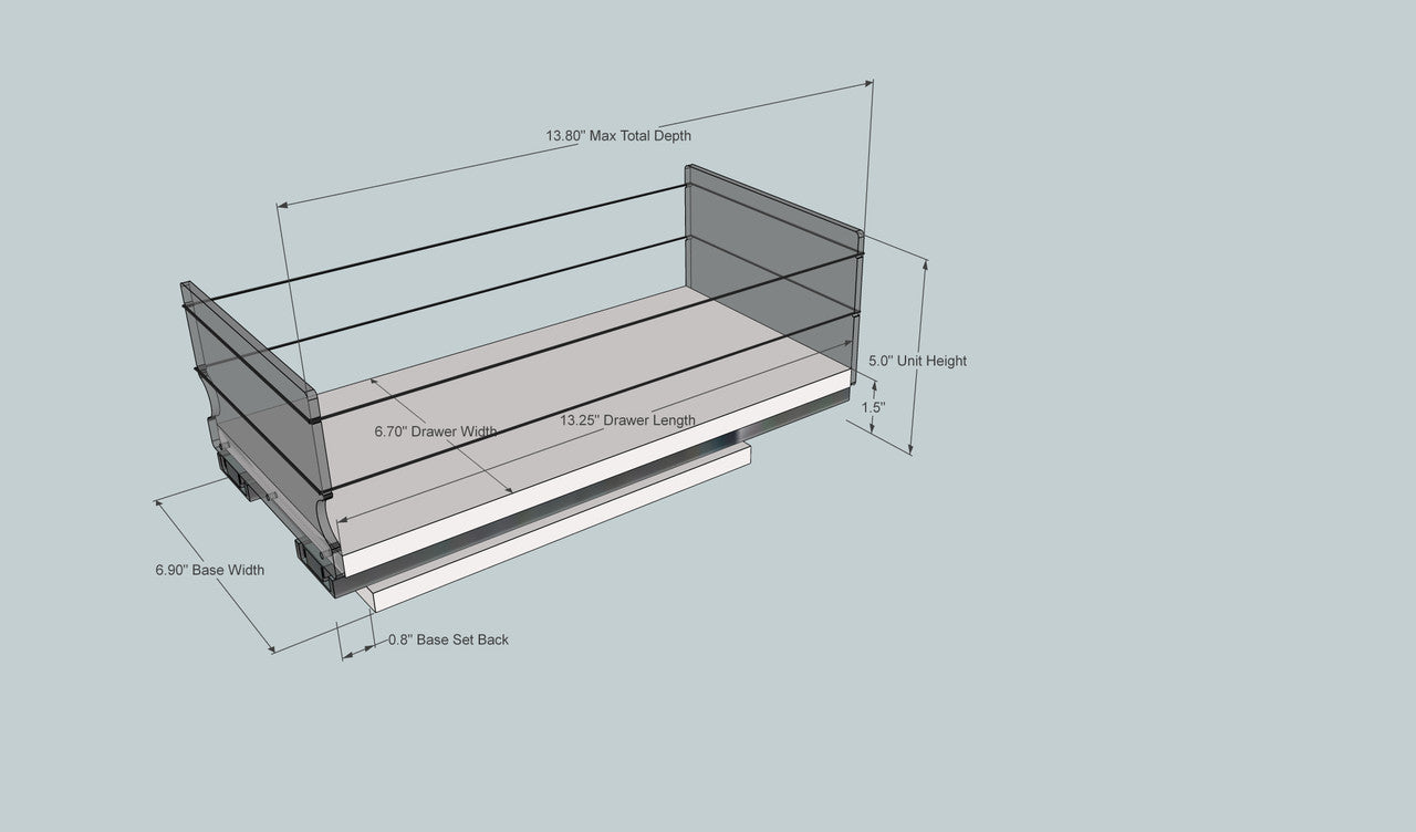 6x1x14 Storage Solution Drawer - Dimensioned