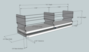 Spice Rack 4 x 1 x 18, Cream - Dimensioned