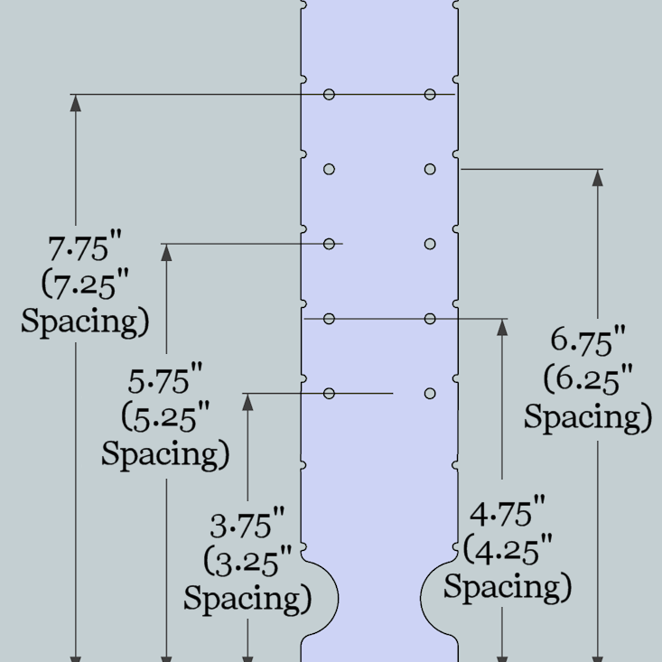 2x2x11 Adjustable Front - Hole Locations